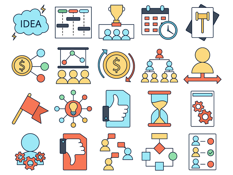 800x600 Project Management Vector Freebie Icon Set