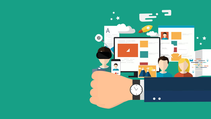 852x480 Vector Human Hand And Wristwatch Stock Footage Video