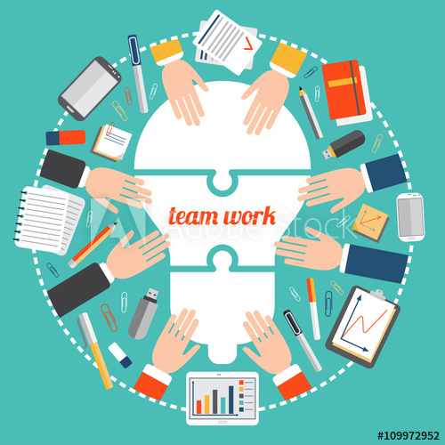 500x500 Colorful Vector Illustration Of Collecting Puzzle In The Form