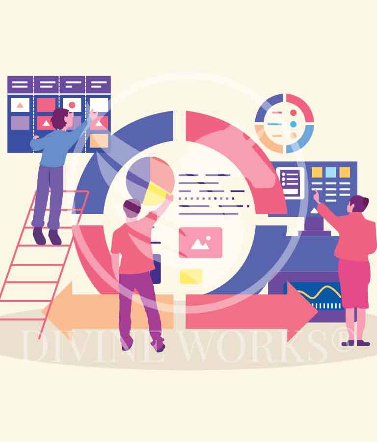 768x900 Free Project Management Vector Illustration