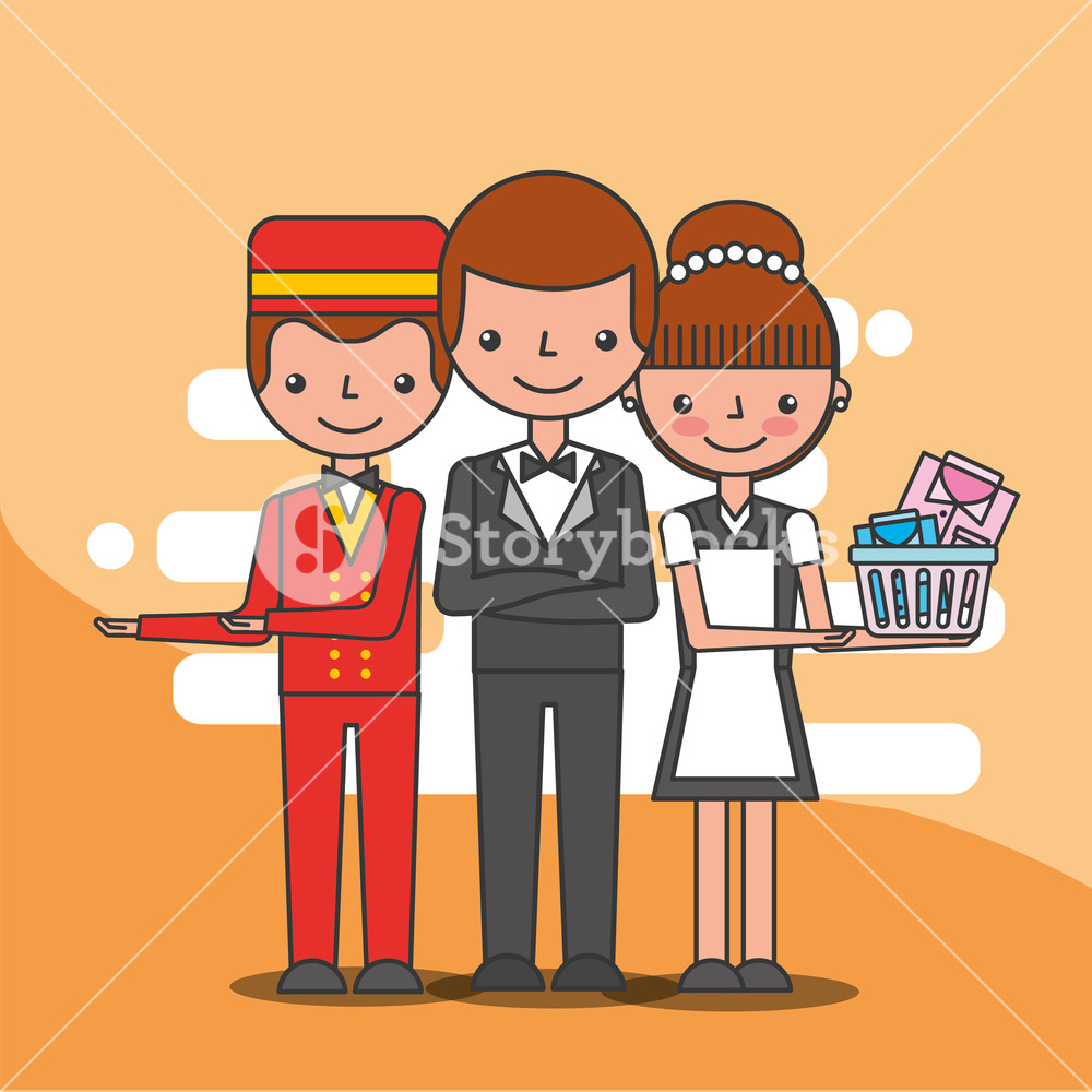 Hotel Staff Employee Maid Bellboy And Manager Service Vector 1000x1000 Hotel Staff Employee Maid Bellboy And Manager Service Vector