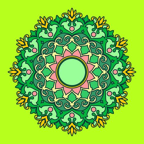 490x490 Mandala Decorative Ornaments Green Background Vector