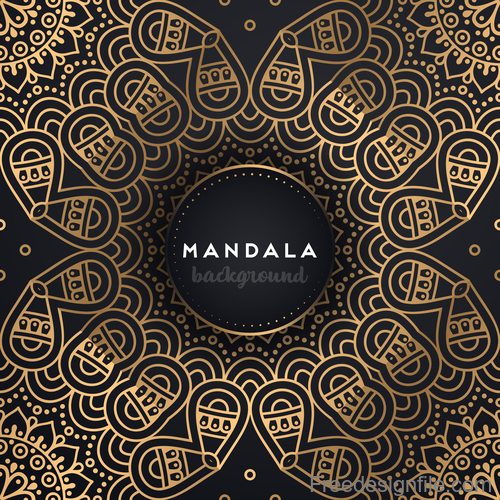 500x500 Mandala Background With Golden Seamless Pattern Vector Free