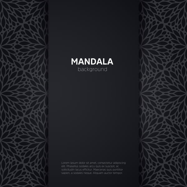 600x600 Mandala Pattern With Black Background Vector Free