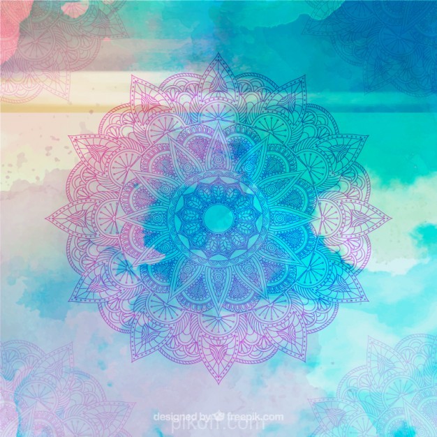 626x626 Colored Watercolor Hand Drawn Mandala Background Vector Free