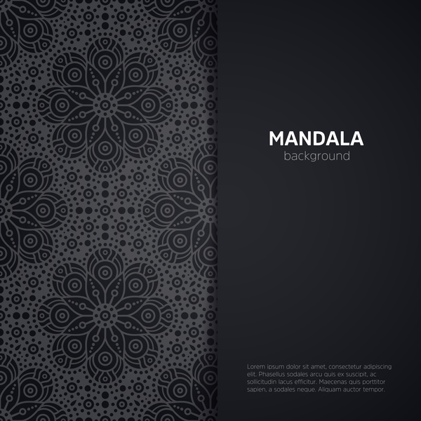 600x600 Mandala Pattern With Black Background Vector Free Download
