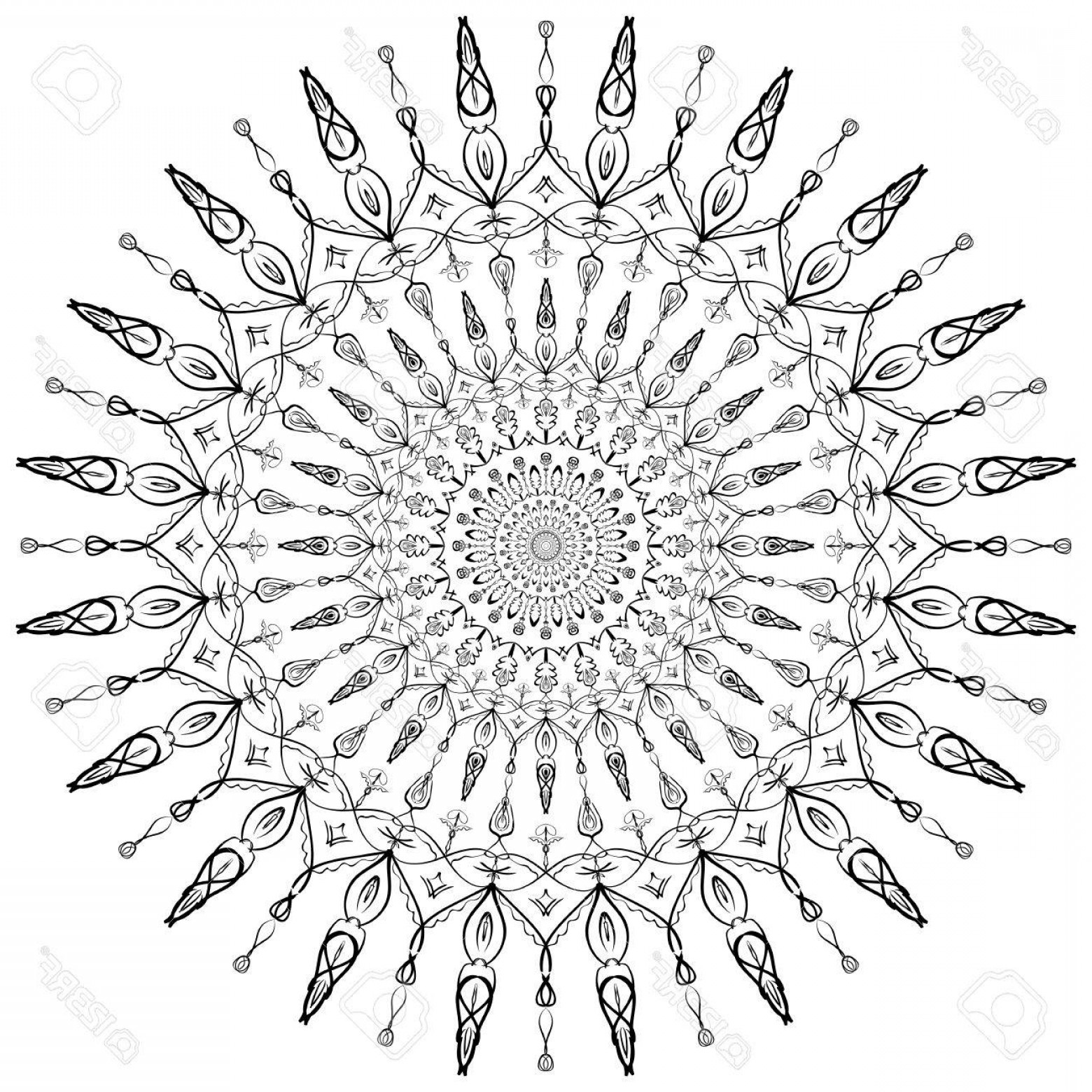 1560x1560 Photostock Vector Coloring Book Mandala Design Black Mandala