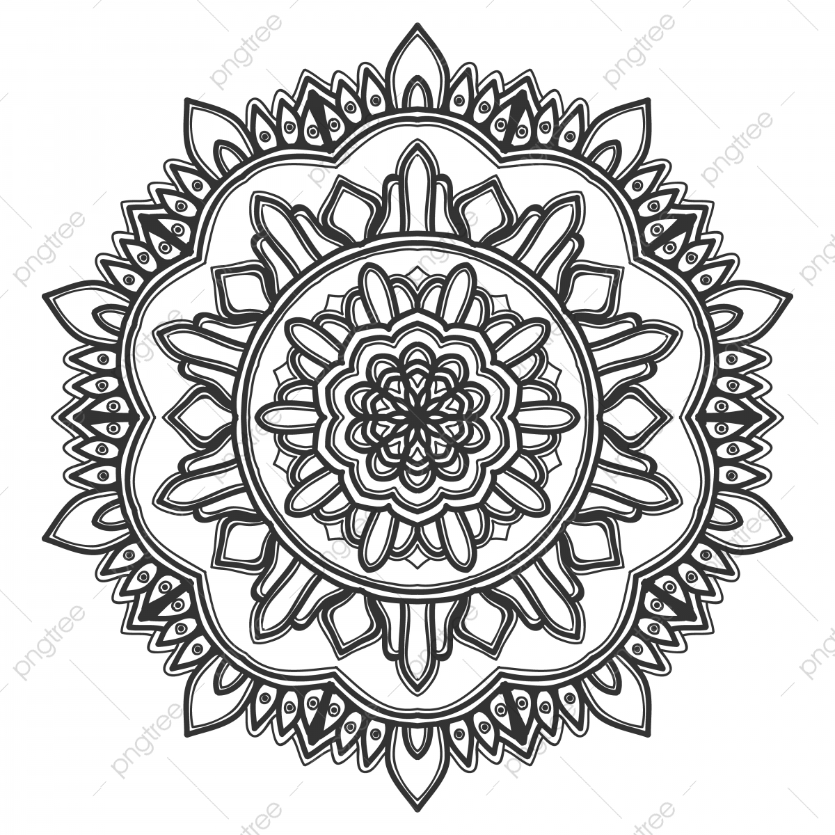 1200x1200 Mandala Flower Illustration Vector, Decoration, Vintage