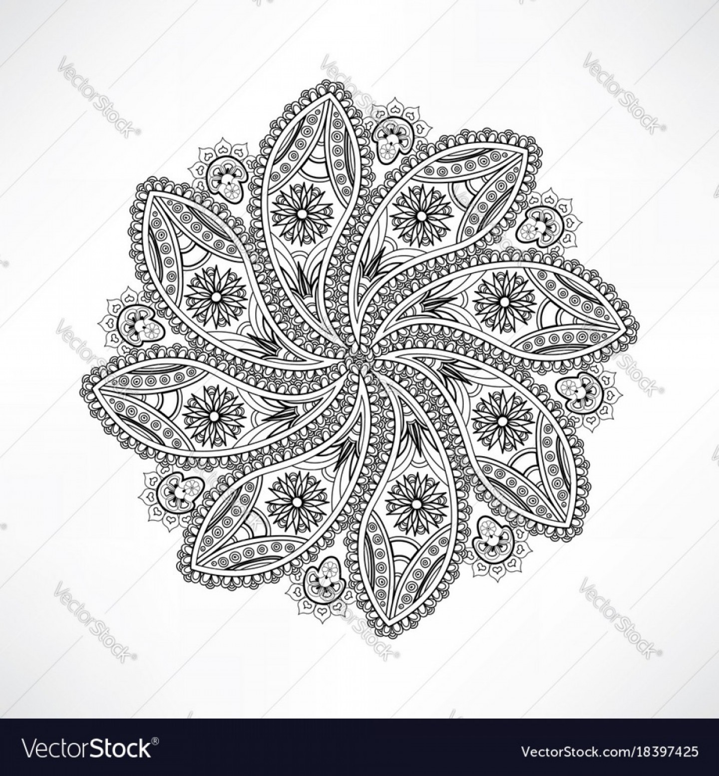 1440x1555 Floral Outline Oriental Decor Mandala Flower Vector Geekchicpro
