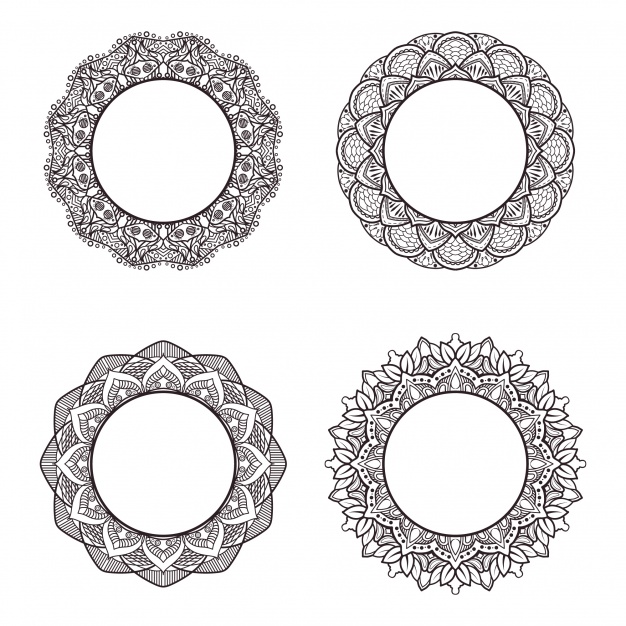 626x626 Black And White Mandala Frame Collection Vector Free Download