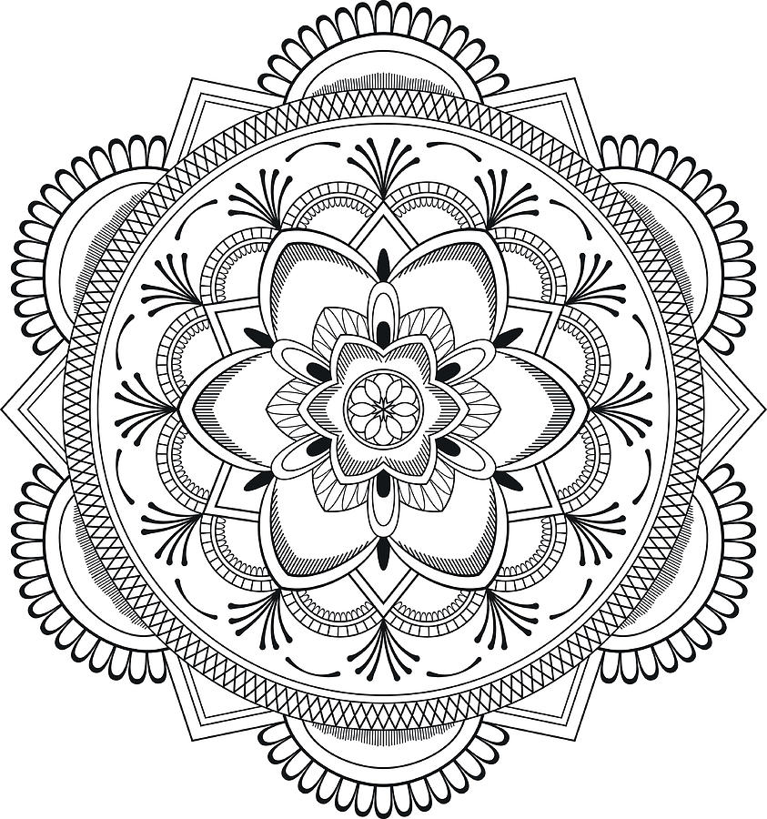 843x900 Flower Black Mandala Oriental Pattern, Vector Illustration Islam