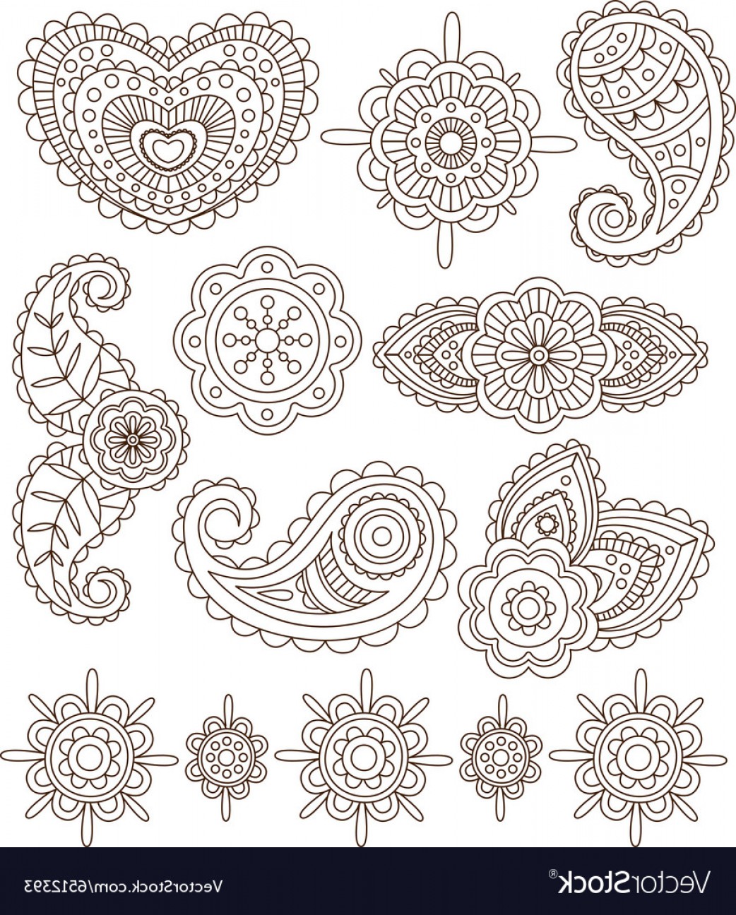 1042x1296 Indian Floral Ornaments Mandala Henna Vector Handandbeak