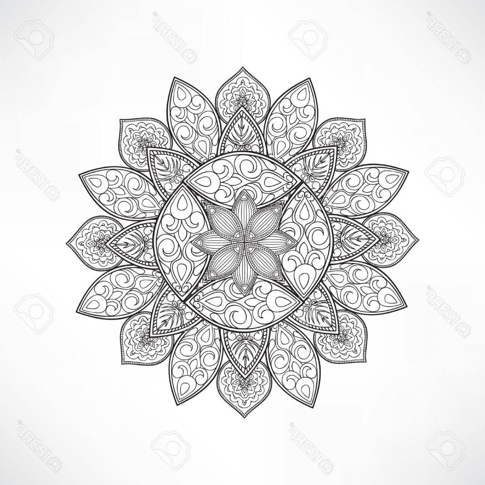 1560x1560 Photostock Vector Geometric Flower Mandala For Coloring Mandala