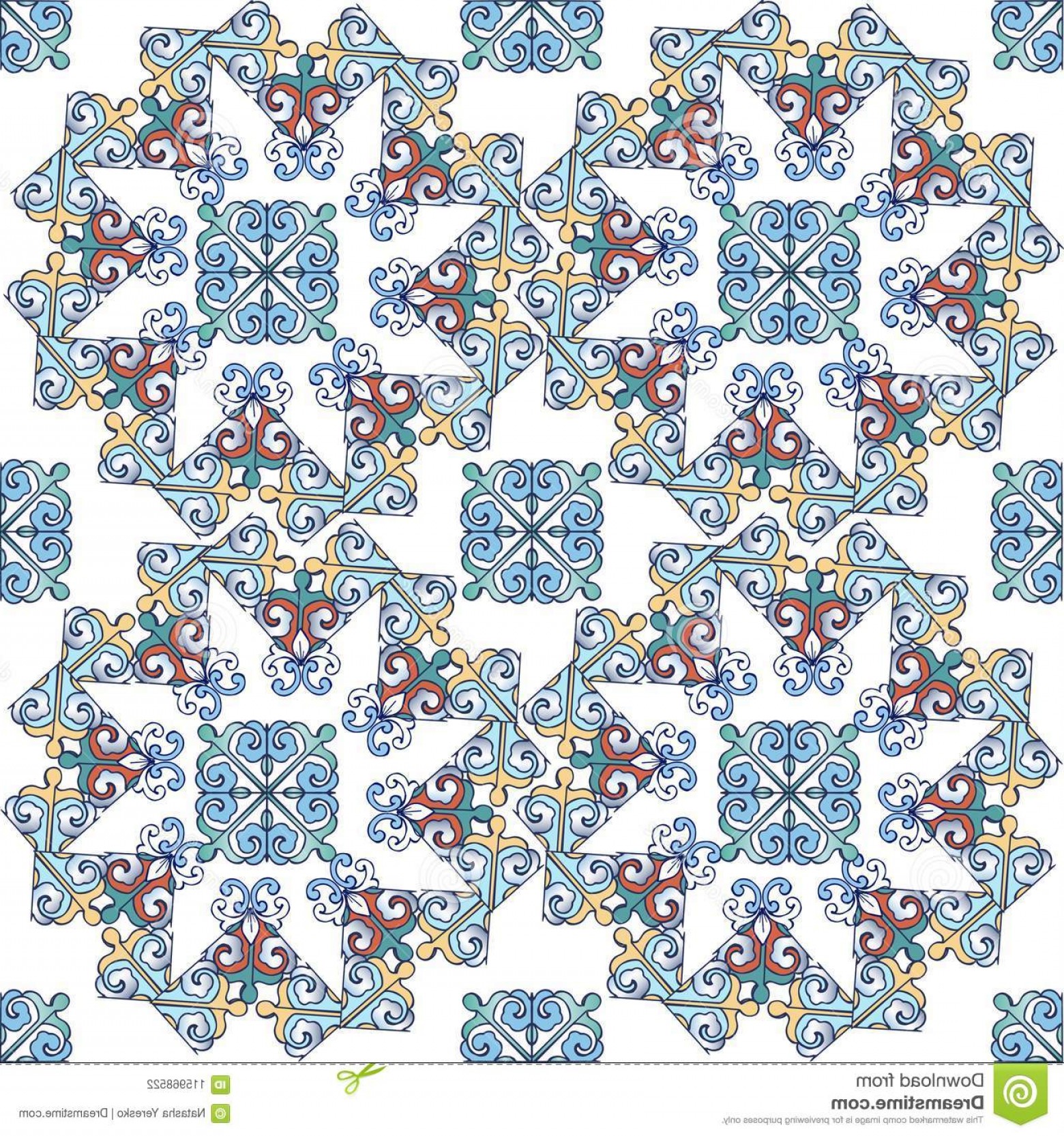 1560x1666 Seamless Oriental Ornamental Pattern Vector Geometric Tiles