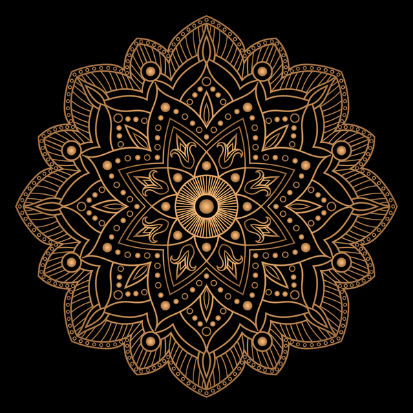 600x600 Mandala Golden Pattern Vector Free Download