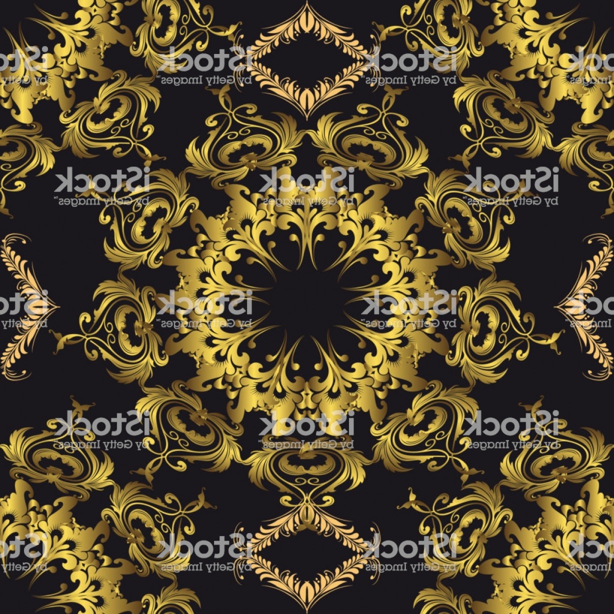 1228x1228 Baroque Gold Vector Seamless Mandala Pattern Ornamental Vintage