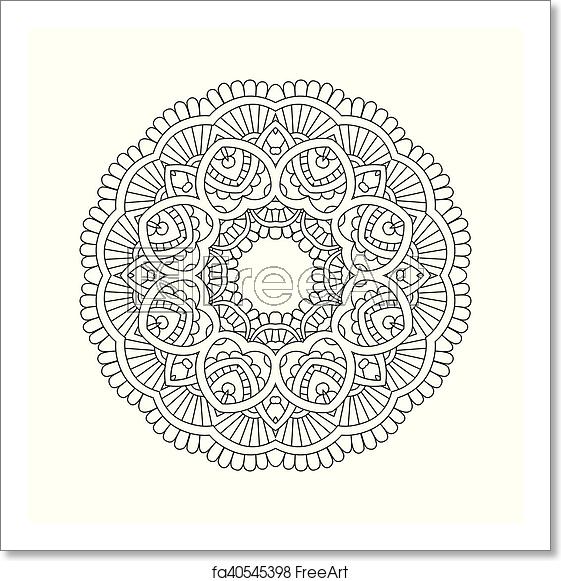 561x581 Free Art Print Of Simple Floral Mandala Abstract Indian Floral