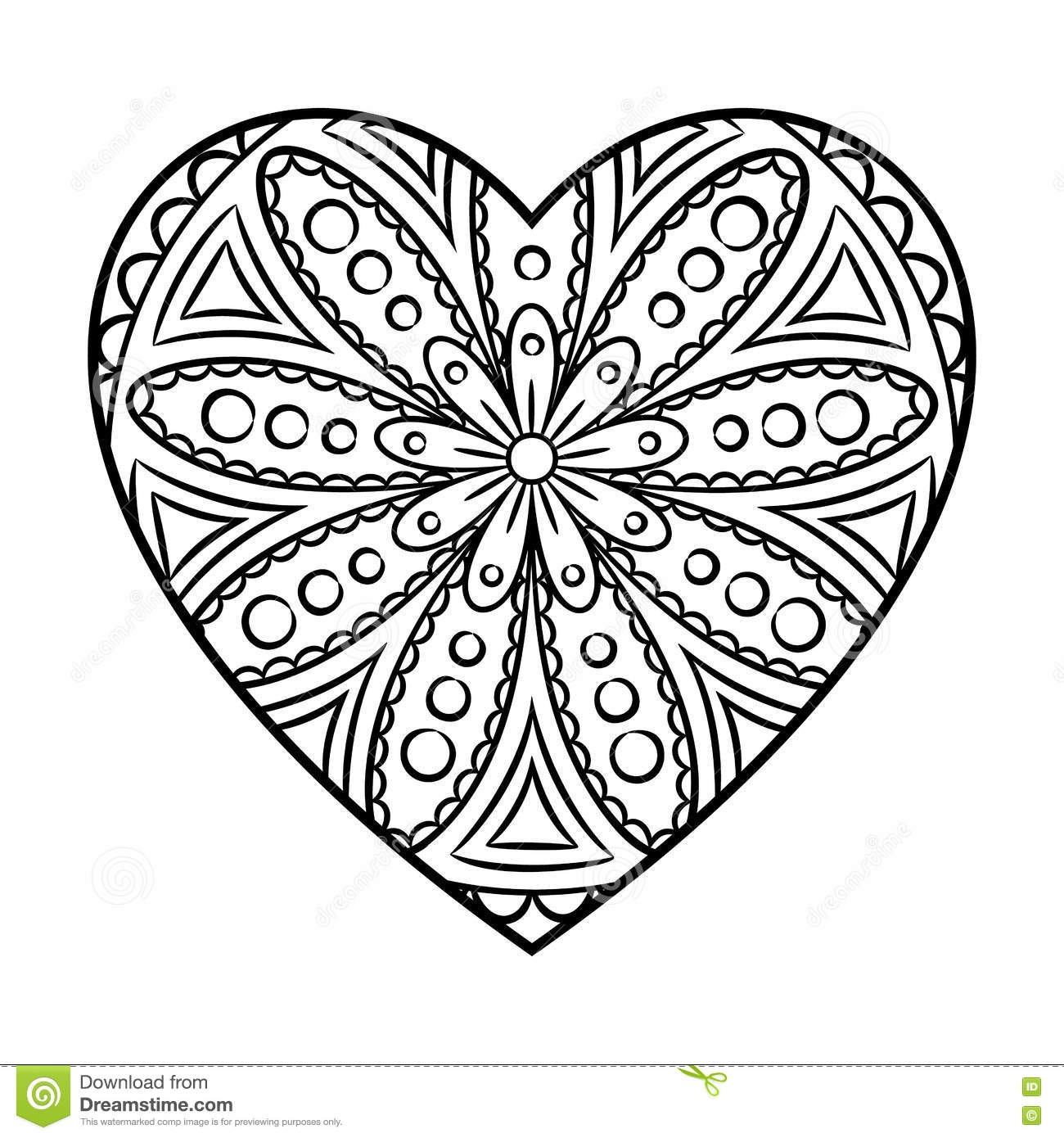 1300x1390 Coloring Ideas Printable Doodle Heart Mandala Stock Vector