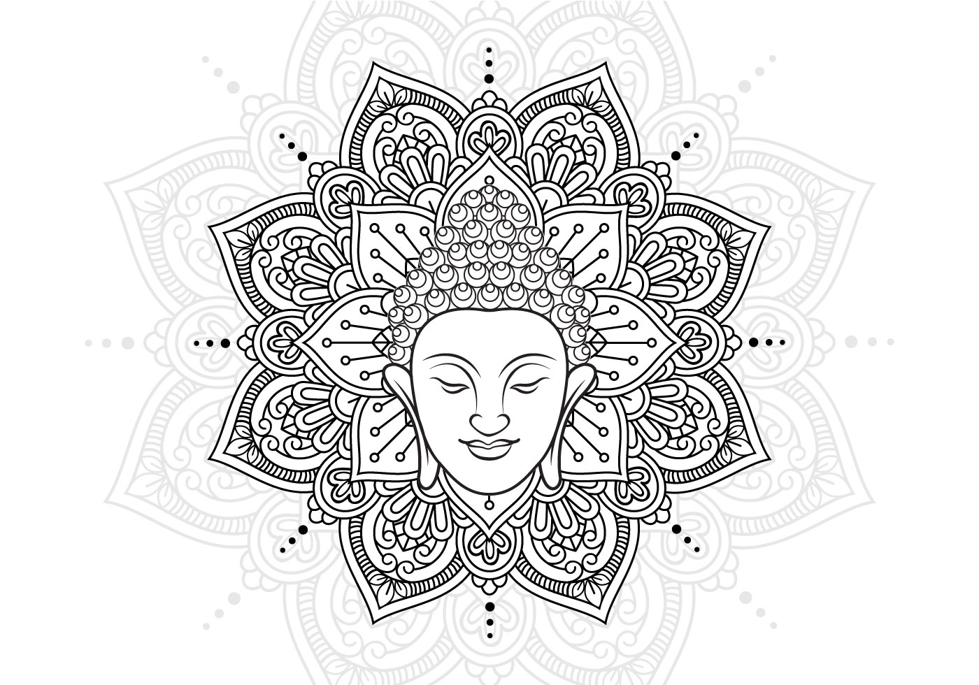 1400x980 Mandala Free Vector Art