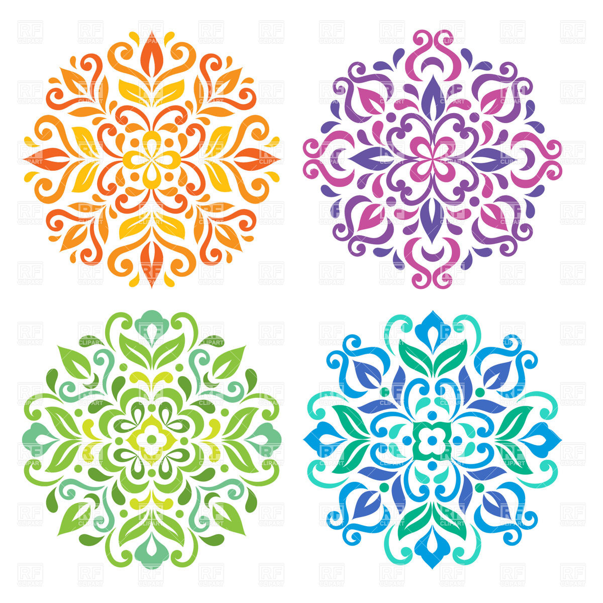 1200x1200 Colorful Round Floral Mandalas Vector Image Of Design Elements
