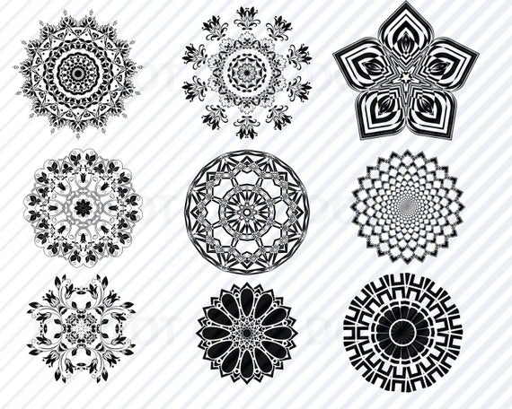 570x456 Mandala Bundle Mandala Vector Images Silhouette Clip Art Etsy