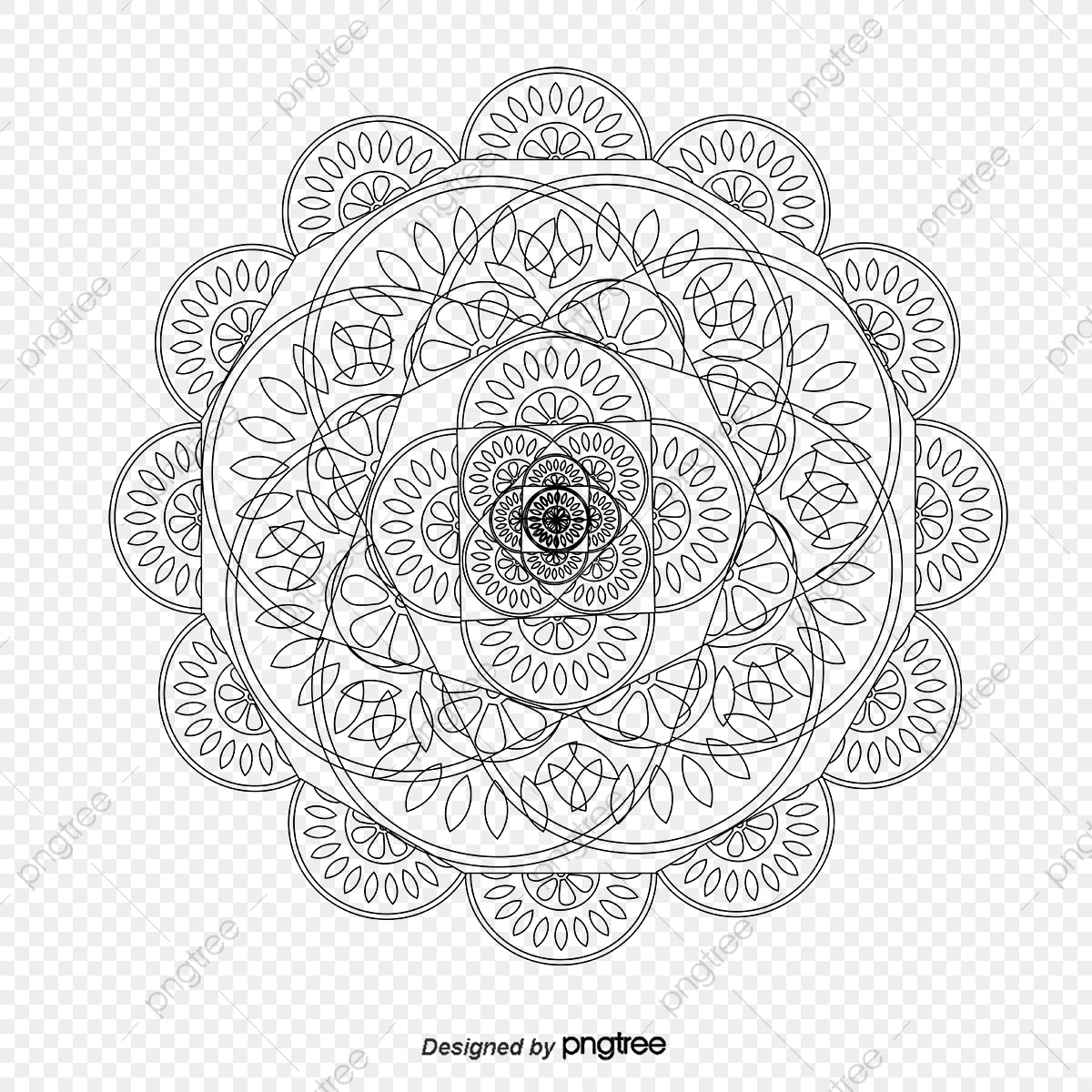 1200x1200 Vector Black And White Mandala, Black Vector, Mandala Vector