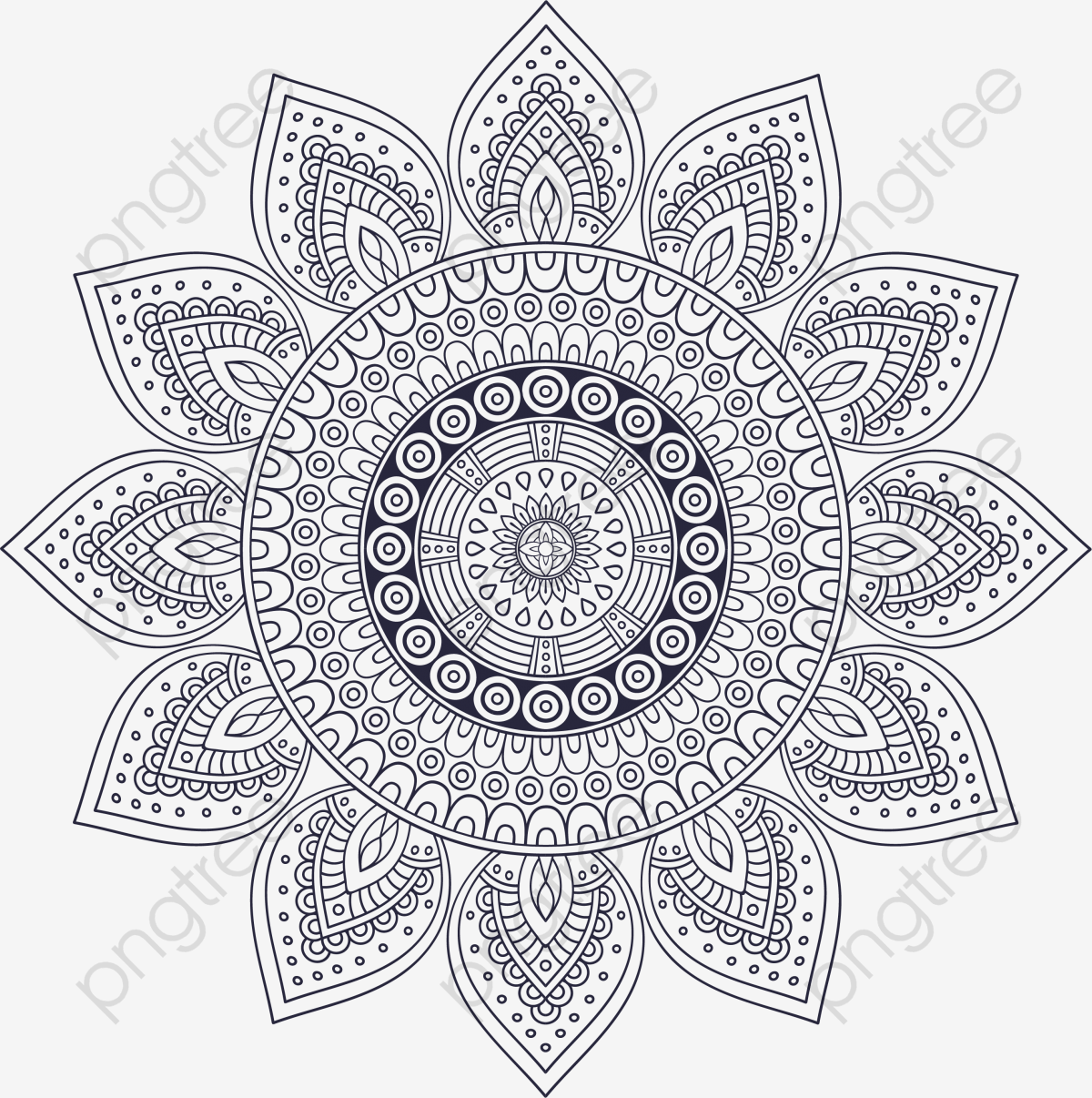 1200x1206 Dark Blue Mandala, Vector Png, Decorative Pattern, Religious