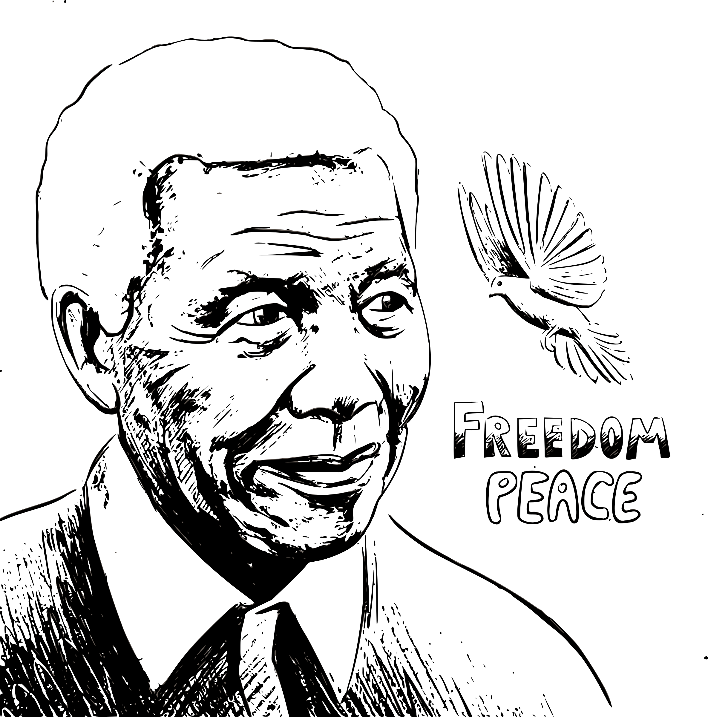 2370x2400 Nelson Mandela Portrait Sketch Vector Clipart Image
