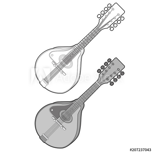 500x500 Mandolin Vector Design Illustration Template