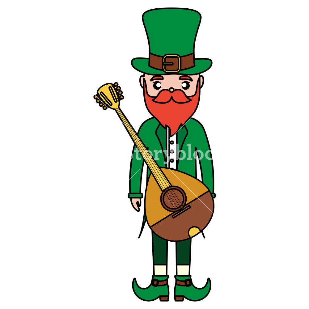 1000x1000 Leprechaun Saint Patrick With Mandolin Vector Illustration Design