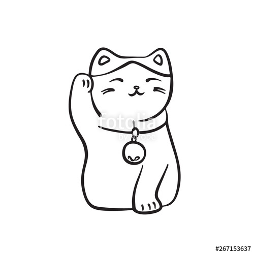 Hand Drawn Maneki Neko Cat Vector Black Ink Drawing Isolated 500x500 Hand Drawn Maneki Neko Cat Vector Black Ink Drawing Isolated