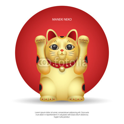 Realistic Vector Maneki Neko, Lucky Japan Cat On Background 400x400 Realistic Vector Maneki Neko, Lucky Japan Cat On Background