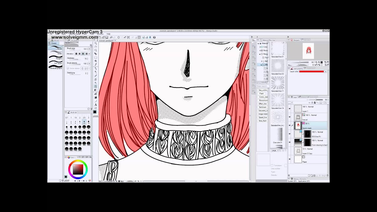 1280x720 Drawing On Manga Studio Using Vector Lines And Screen Tones