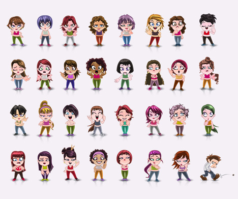 468x391 Free Download Of Vector Manga Avatar Faces Vector Graphic