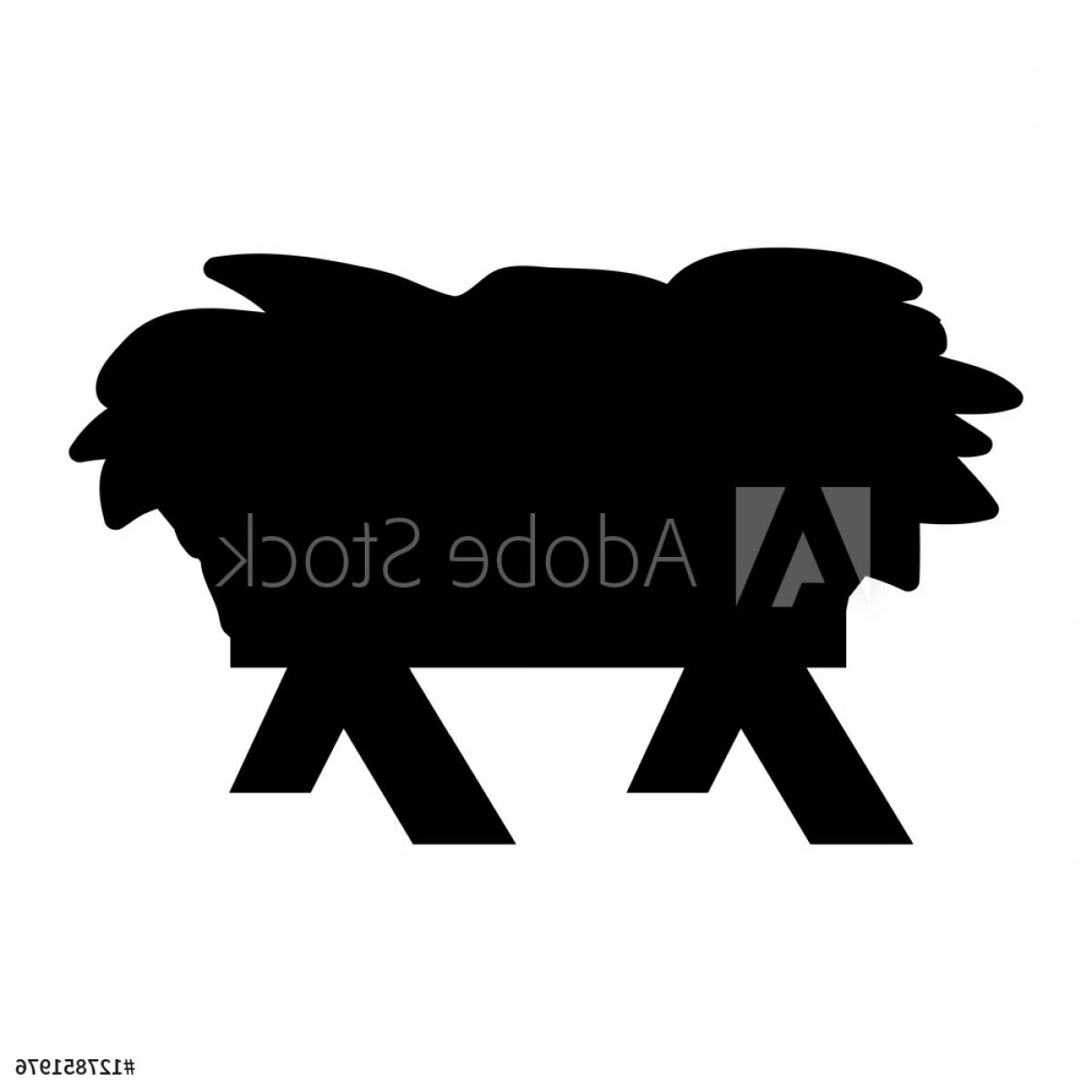 1200x1200 Christmas Empty Jesus Manger Vector Silhouette Icon Symbol Design
