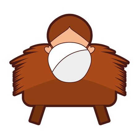 450x450 Jesus Baby In Straw Cradle Manger Vector Illustration Design