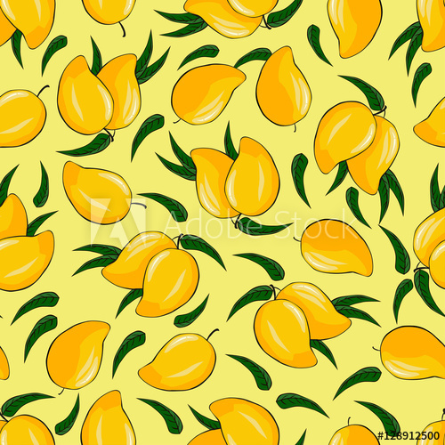 500x500 Ripe Mango On A Bright Background Seamless Background Vector