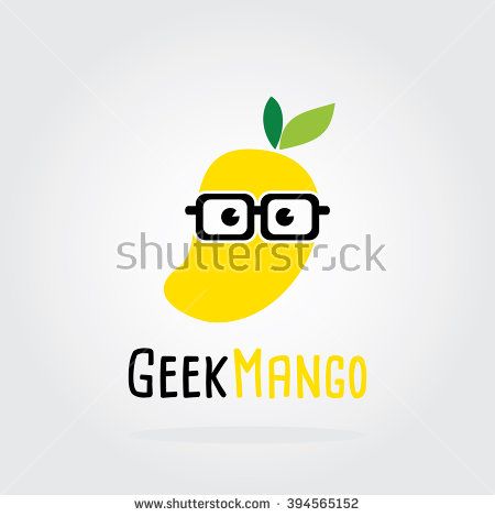 450x470 Geek Mango Logo Flat Design Fruit Vector Illustration Nerd
