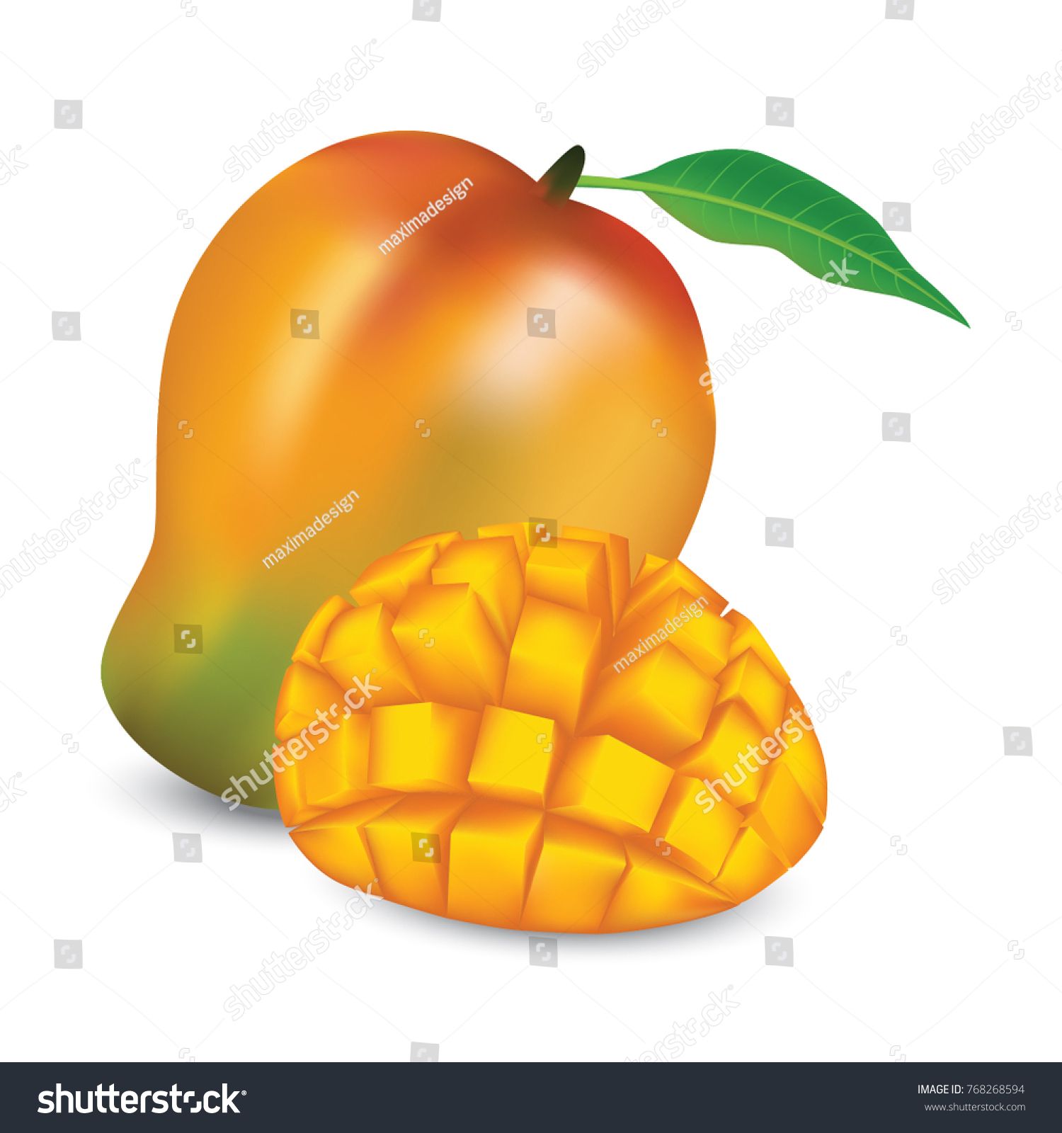 1500x1600 Sliced And Cubes Fresh Mango Vector Illustration Shutterstock