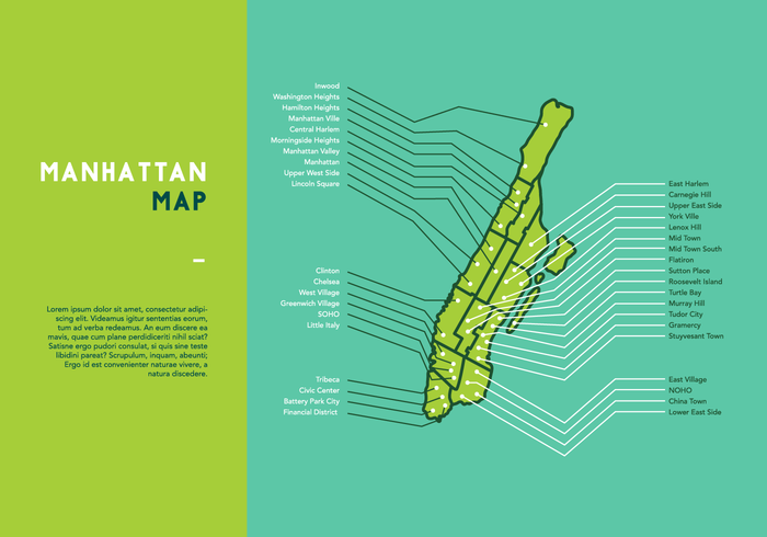 700x490 Green Manhattan Map Vector