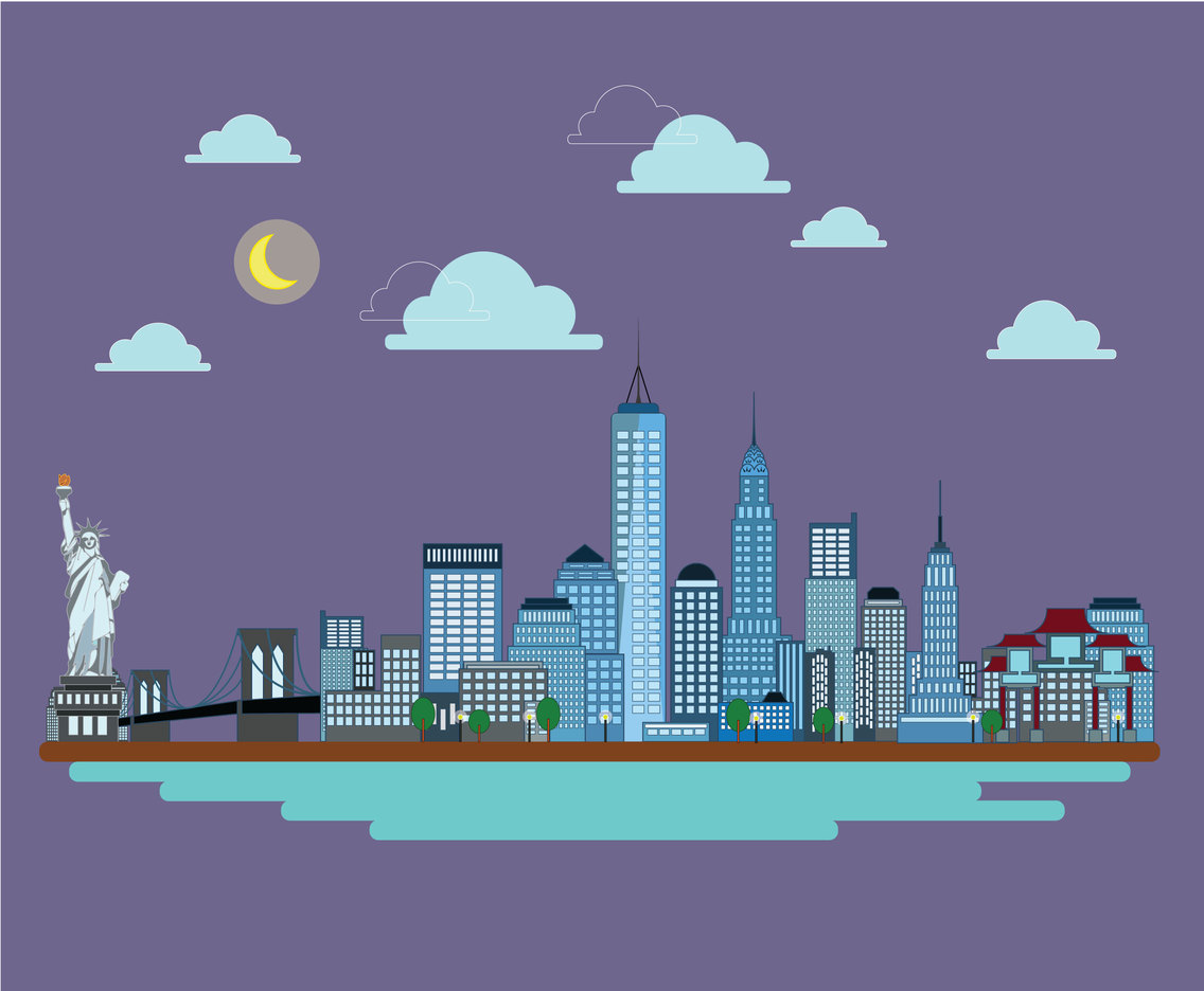 1136x936 Manhattan Townscape Vector Vector Art Graphics