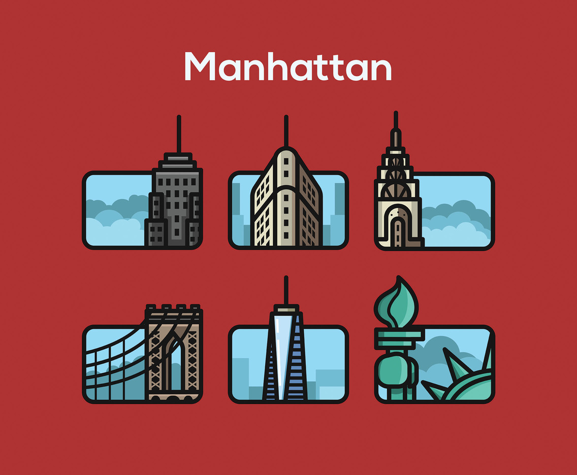 1136x936 Manhattan Vector Red Background Vector Art Graphics