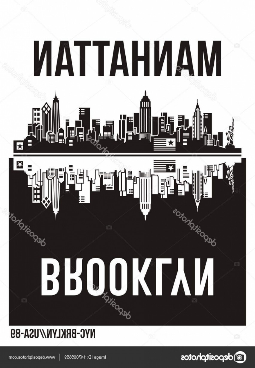 852x1228 Stock Illustration Typography Manhattan Brooklyn Vector Geekchicpro