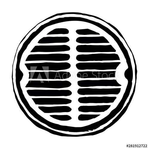 500x500 Round Manhole Cover Vector Drawing