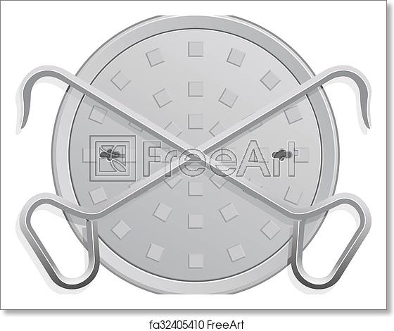 560x470 Free Art Print Of Manhole Cover And Hooks Vector Illustration