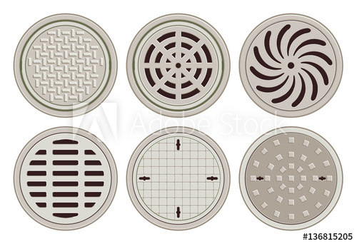 500x342 Vector Illustration Of Various Manhole Covers Each Pattern