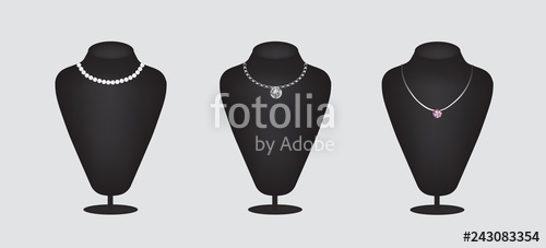 Mannequin Silhouette With Diamond Necklaces Set, Vector Stock 500x227 Mannequin Silhouette With Diamond Necklaces Set, Vector Stock
