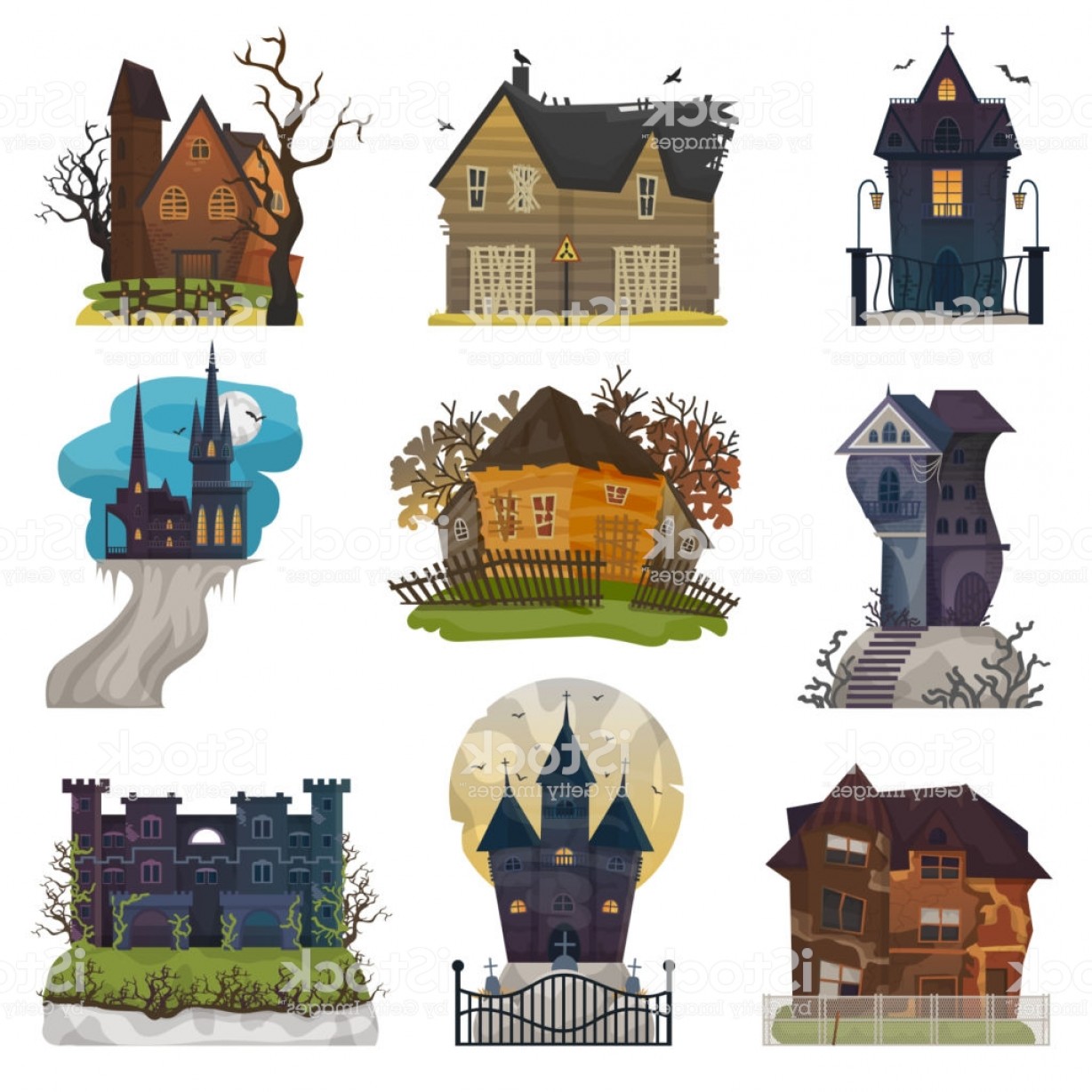 1228x1228 Spooky House Vector Haunted Castle With Dark Scary Horror