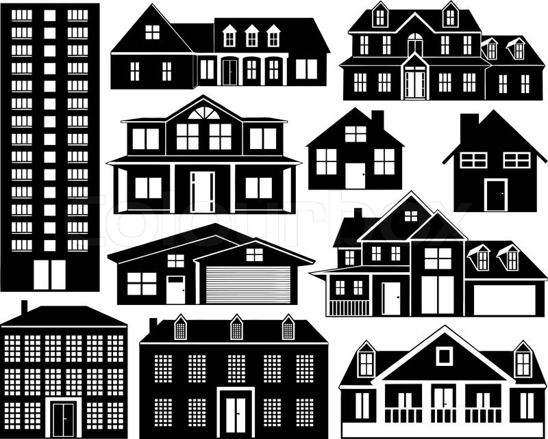 800x642 House Silhouettes Set Isolated On Stock Vector Colourbox
