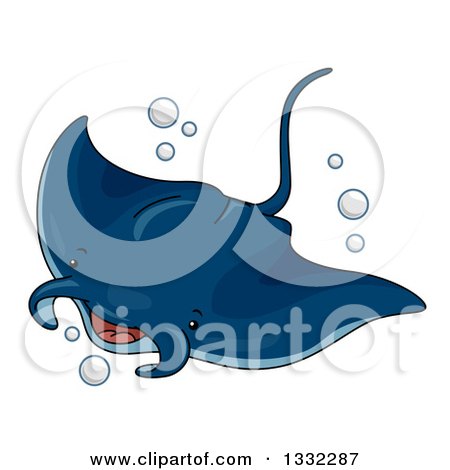 450x470 Clipart Of A Cute Manta Ray Swimming
